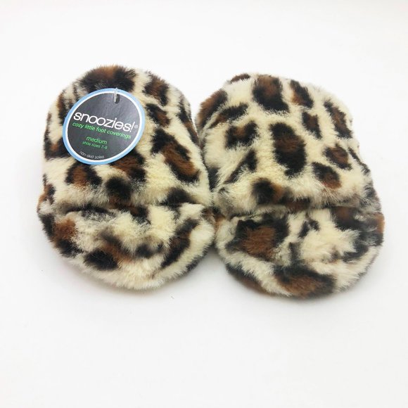 NWT Snoozies Women's Brown & Tan Leopard Slide Slippers Medium 7/8 - Picture 3 of 7